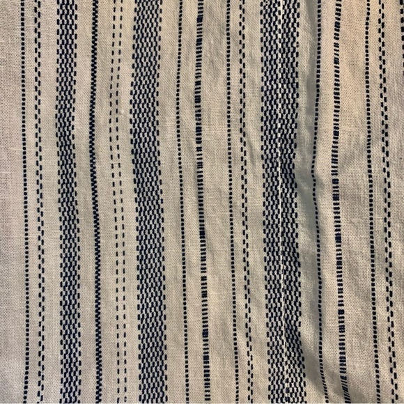 SO Linen Pants Medium White Blue Striped Smocked Waistband Ties Pockets - Picture 7 of 13